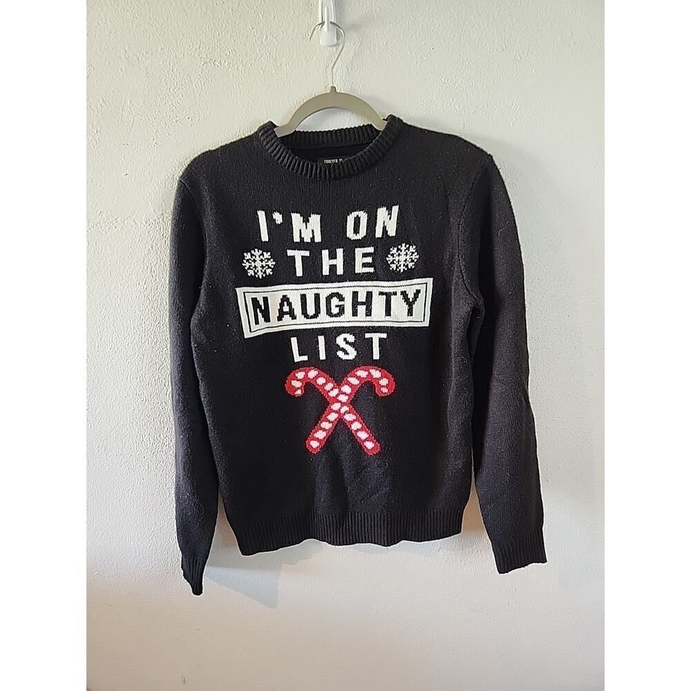 Forever 21 Christmas Naughty List Ugly Sweater Small Candy Cane